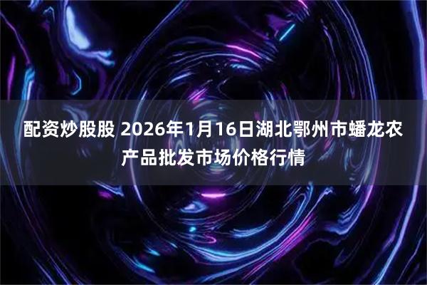 配资炒股股 2026年1月16日湖北鄂州市蟠龙农产品批发市场价格行情
